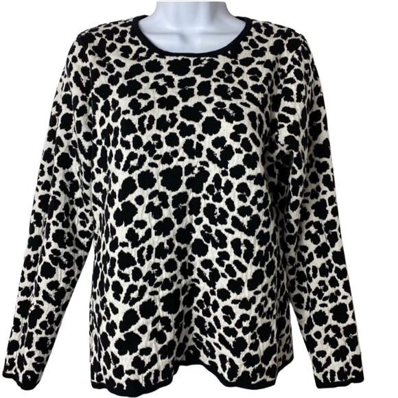 Vince Camuto Leopard Print Long Sleeve Sweater L - Picture 4 of 7